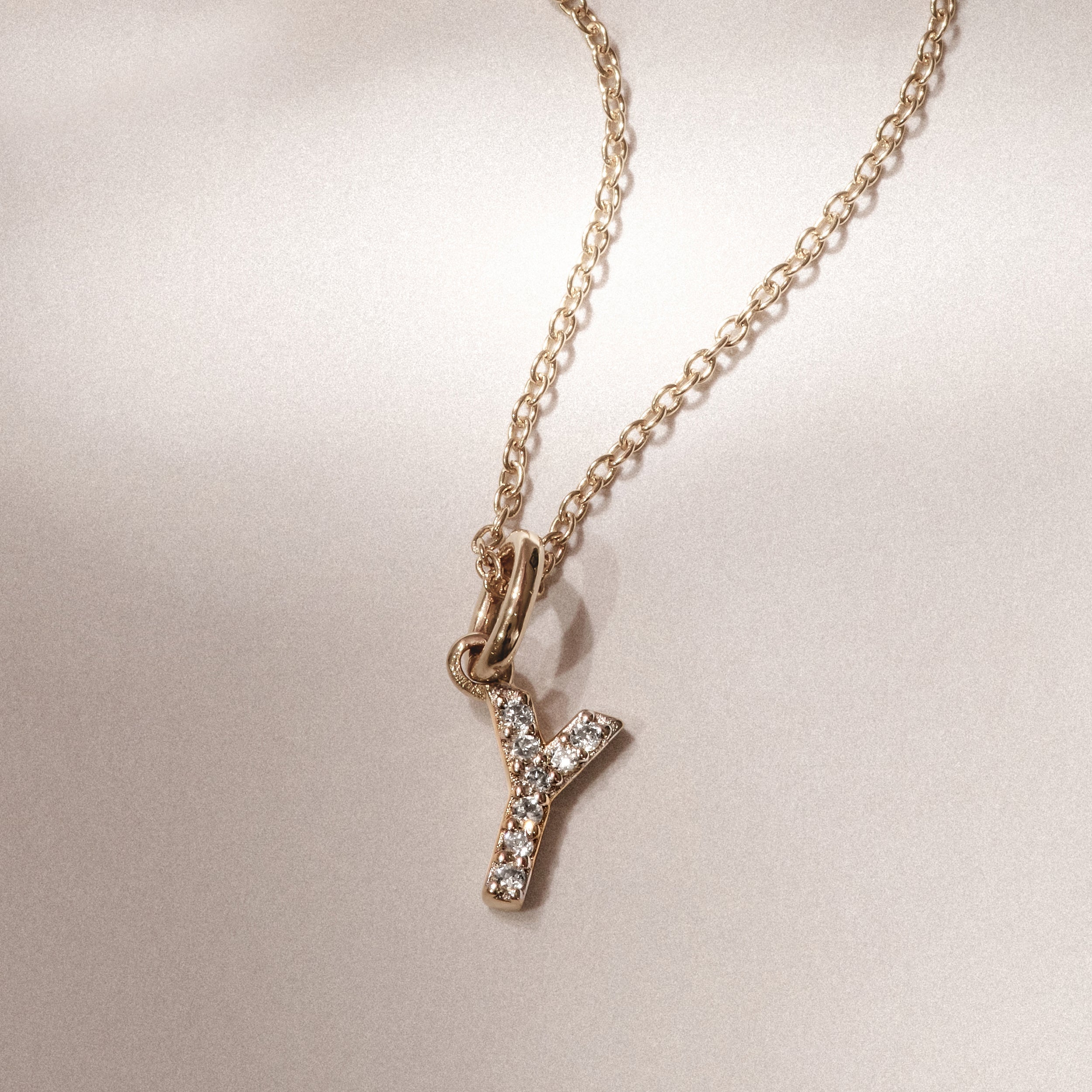 Love Letter Initial Y Lab Diamond Necklace set in 18K Gold Vermeil